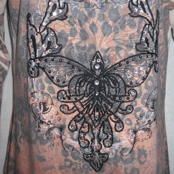 SPICE & ROSES knit top Leopard Embellished sz L - Picture 3 of 6